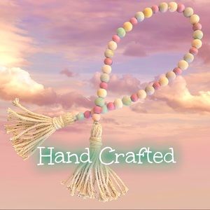 Hand Crafted New Wood Bead Garland Hand Dyed Original Tree Mantle Tier Tray B012